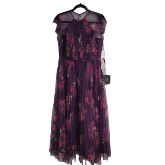 MAC DUGGAL 2143  Floral Flutter Sleeve Midi Dress NWT Size 4 - Picture 5 of 12